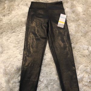 NW Faux leather metallic girls leggings